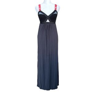 VPL Convexity Breaker Maxi Dress Charcoal with Cerise 4